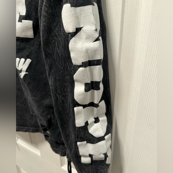 ON FIRE black w/ cut outs L/S "Nope Not Today" TOP SWEATSHIRT‎ hooded sz L - Picture 4 of 5
